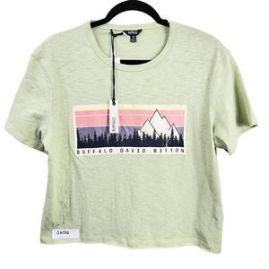 Buffalo David Bitton Mountain Adventure Graphic Tee Women's Crop Top Size M